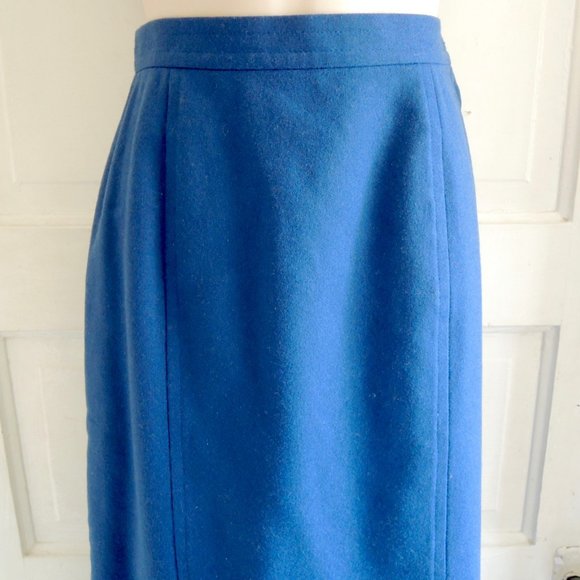 Pendleton Vintage Blue 100% Wool Lined Pencil Skirt 8 - Picture 2 of 7